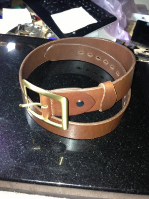 雙層深茶色皮帶 1500 腰圍大小接受訂製